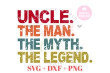Load image into Gallery viewer, Uncle The Man The Myth The Legend svg | Vintage | Distressed