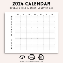 Load image into Gallery viewer, Minimalist 2024 Yearly Calendar | CWCA016