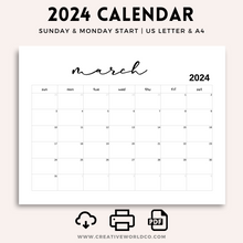 Load image into Gallery viewer, Minimalist 2024 Yearly Calendar | CWCA020