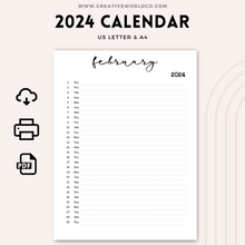 Load image into Gallery viewer, Minimalist 2024 Yearly Calendar | CWCA023
