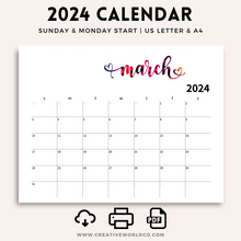 Load image into Gallery viewer, Minimalist 2024 Yearly Calendar | CWCA008