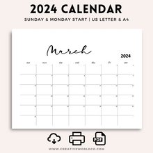 Load image into Gallery viewer, Minimalist 2024 Yearly Calendar | CWCA006