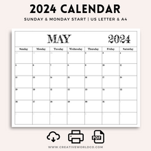 Load image into Gallery viewer, Minimalist 2024 Yearly Calendar | CWCA018