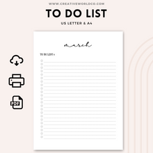 Load image into Gallery viewer, Monthly To-Do List Printable Planner | Organize Your Tasks and Goals | CWCA021