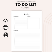 Load image into Gallery viewer, Monthly To-Do List Printable Planner | Organize Your Tasks and Goals | CWCA022