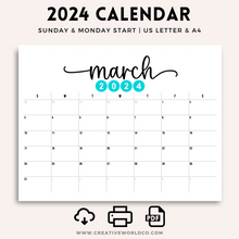 Load image into Gallery viewer, Minimalist 2024 Yearly Calendar | CWCA019