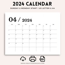Load image into Gallery viewer, Minimalist 2024 Yearly Calendar | CWCA007