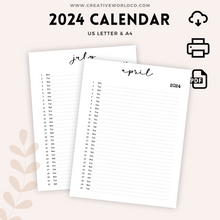 Load image into Gallery viewer, Minimalist 2024 Yearly Calendar | CWCA023