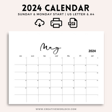 Load image into Gallery viewer, Minimalist 2024 Yearly Calendar | CWCA006