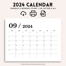 Load image into Gallery viewer, Minimalist 2024 Yearly Calendar | CWCA007