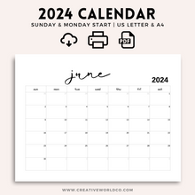 Load image into Gallery viewer, Minimalist 2024 Yearly Calendar | CWCA020