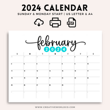 Load image into Gallery viewer, Minimalist 2024 Yearly Calendar | CWCA019
