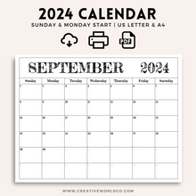 Load image into Gallery viewer, Minimalist 2024 Yearly Calendar | CWCA018