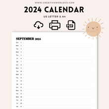 Load image into Gallery viewer, Minimalist 2024 Yearly Calendar | CWCA015