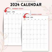 Load image into Gallery viewer, Minimalist 2024 Yearly Calendar | CWCA014