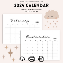 Load image into Gallery viewer, Minimalist 2024 Yearly Calendar | CWCA006