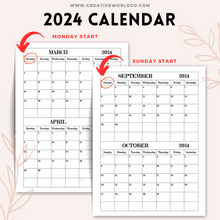 Load image into Gallery viewer, Minimalist 2024 Yearly Calendar | CWCA017