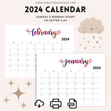 Load image into Gallery viewer, Minimalist 2024 Yearly Calendar | CWCA008