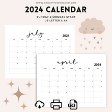 Load image into Gallery viewer, Minimalist 2024 Yearly Calendar | CWCA020