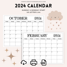 Load image into Gallery viewer, Minimalist 2024 Yearly Calendar | CWCA018