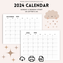 Load image into Gallery viewer, Minimalist 2024 Yearly Calendar | CWCA007