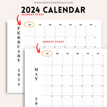 Load image into Gallery viewer, Minimalist 2024 Yearly Calendar | CWCA016