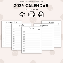 Load image into Gallery viewer, Minimalist 2024 Yearly Calendar | CWCA023