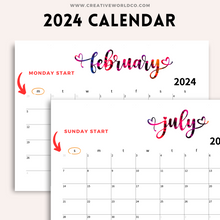 Load image into Gallery viewer, Minimalist 2024 Yearly Calendar | CWCA008