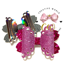 Load image into Gallery viewer, Fancy Scallop Lace Hair Bow Template | CWC068