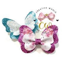 Load image into Gallery viewer, 2 in 1 Butterfly Pinch Hair Bow Template | CWC018