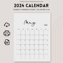 Load and play video in Gallery viewer, Minimalist 2024 Yearly Calendar | CWCA005