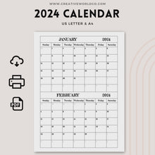 Load and play video in Gallery viewer, Minimalist 2024 Yearly Calendar | CWCA017