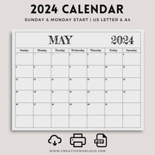 Load and play video in Gallery viewer, Minimalist 2024 Yearly Calendar | CWCA018