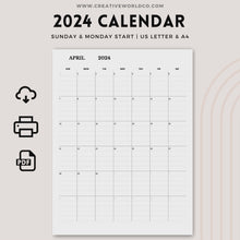 Load and play video in Gallery viewer, Minimalist 2024 Yearly Calendar | CWCA014