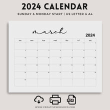 Load and play video in Gallery viewer, Minimalist 2024 Yearly Calendar | CWCA020