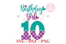 Load image into Gallery viewer, Birthday Mermaid SVG Bundle | Bundle Mermaid Birthday Girl 1-12 svg