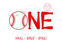Load image into Gallery viewer, One | Baseball One SVG | Baby 1st Birthday SVG
