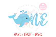 Load image into Gallery viewer, One | Whale One SVG | Baby 1st Birthday SVG