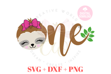 Load image into Gallery viewer, One | Sloth Girl One SVG | Baby 1st Birthday SVG