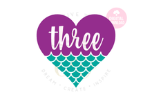 Load image into Gallery viewer, Big Bundle Heart Mermaid SVG | Mermaid Birthday Girl 1-10 svg
