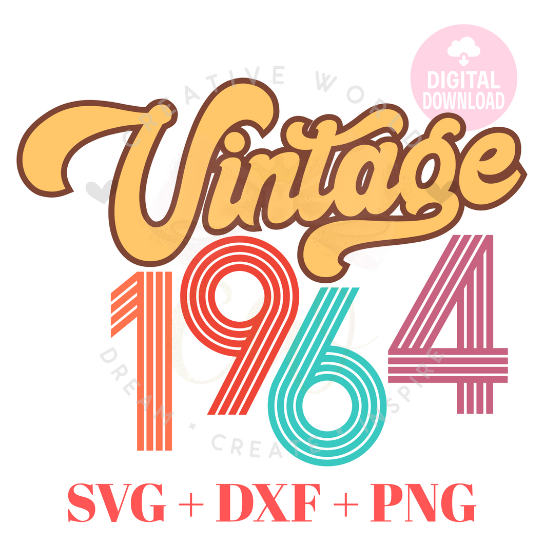 Vintage 1964 svg | 1964 svg | Vintage Birthday svg | Adult Birthday Shirt svg | Birthday svg