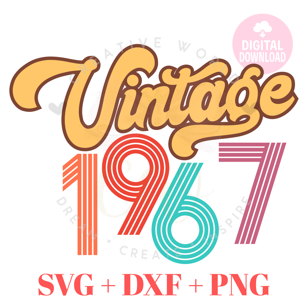 Vintage 1967 svg | 1967 svg | Vintage Birthday svg | Adult Birthday Shirt svg | Birthday svg