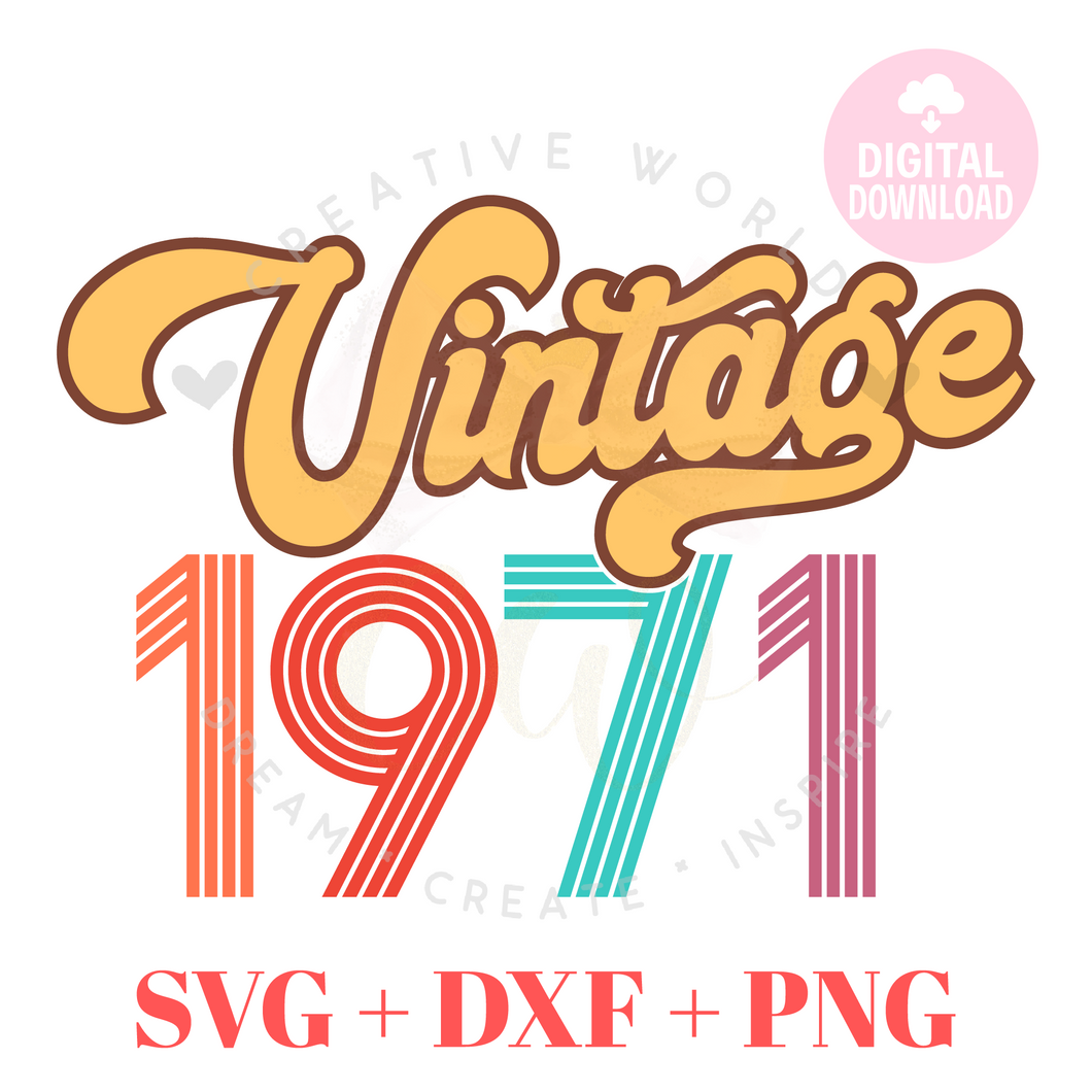 Vintage 1971 svg | 1971 svg | Vintage Birthday svg | Adult Birthday Shirt svg | Birthday svg