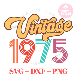 Vintage 1975 svg | 1975 svg | Vintage Birthday svg | Adult Birthday Shirt svg | Birthday svg