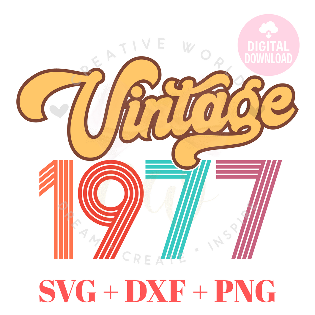 Vintage 1977 svg | 1977 svg | Vintage Birthday svg | Adult Birthday Shirt svg | Birthday svg