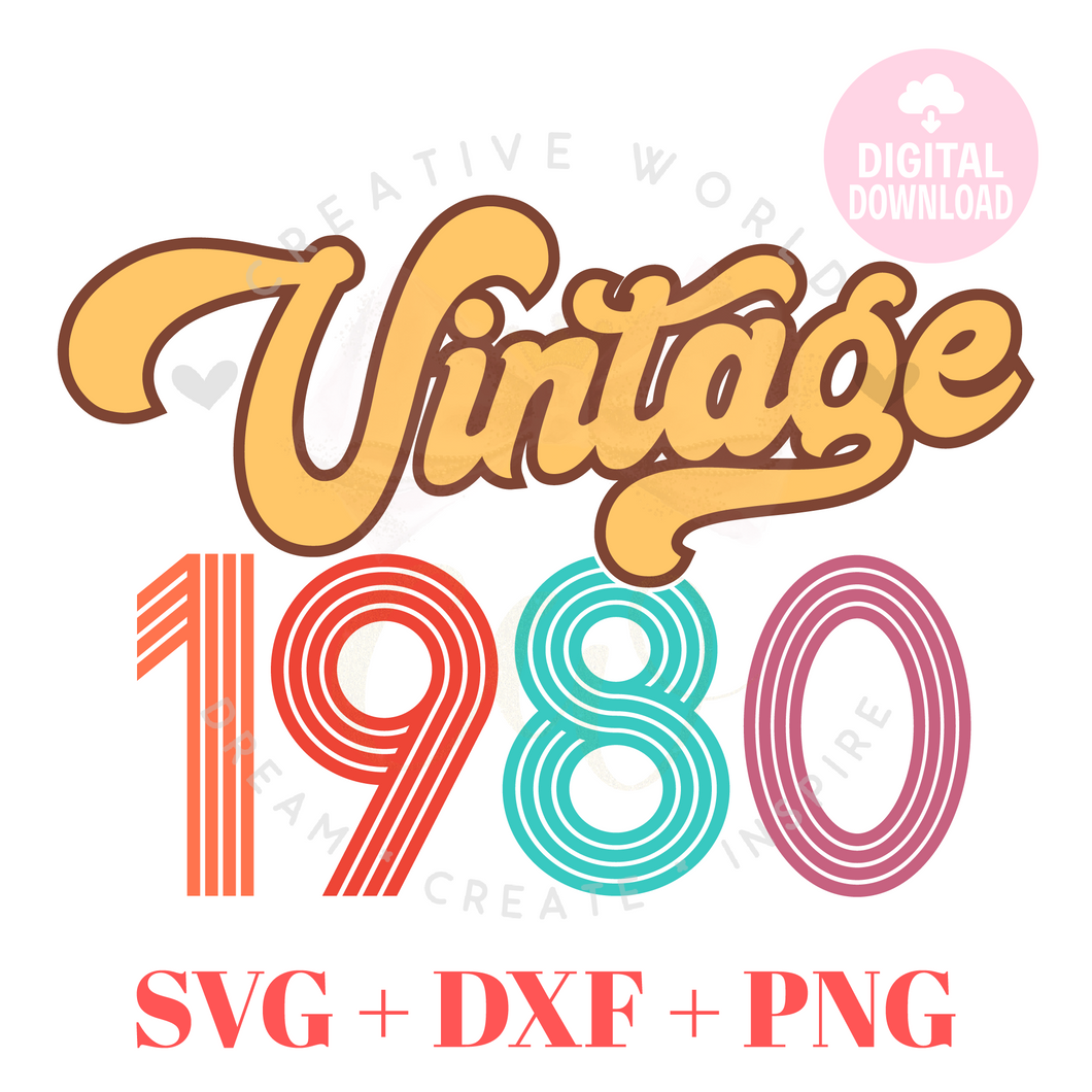 Vintage 1980 svg | 1980 svg | Vintage Birthday svg | Adult Birthday Shirt svg | Birthday svg