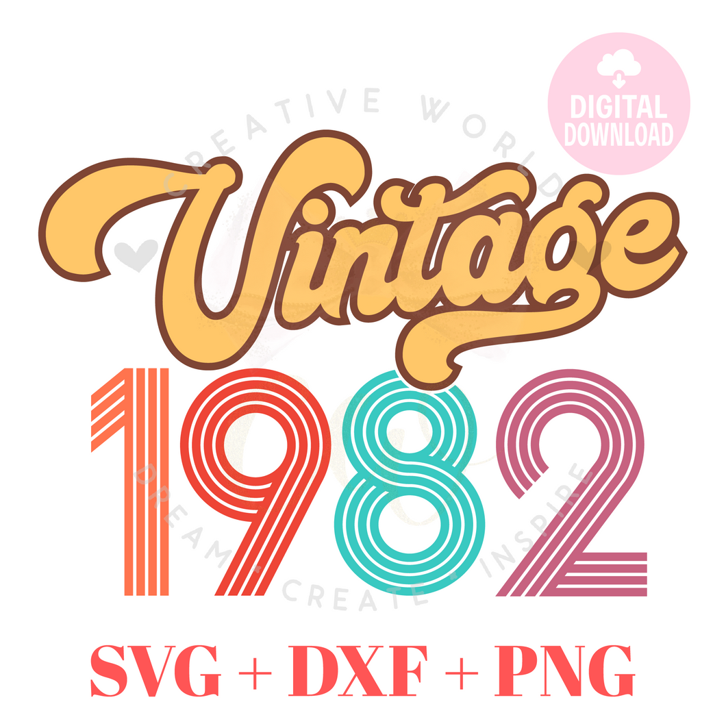 Vintage 1982 svg | 1982 svg | Vintage Birthday svg | Adult Birthday Shirt svg | Birthday svg