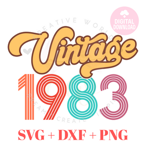 Vintage 1983 svg | 1983 svg | Vintage Birthday svg | Adult Birthday Shirt svg | Birthday svg