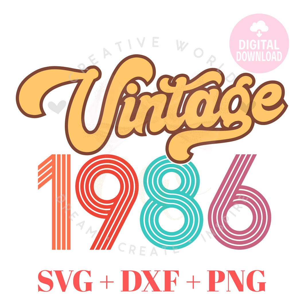 Vintage 1986 svg | 1986 svg | Vintage Birthday svg | Adult Birthday Shirt svg | Birthday svg