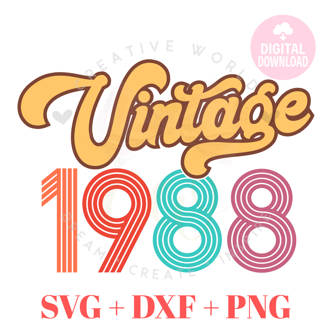 Vintage 1988 svg | 1988 svg | Vintage Birthday svg | Adult Birthday Shirt svg | Birthday svg